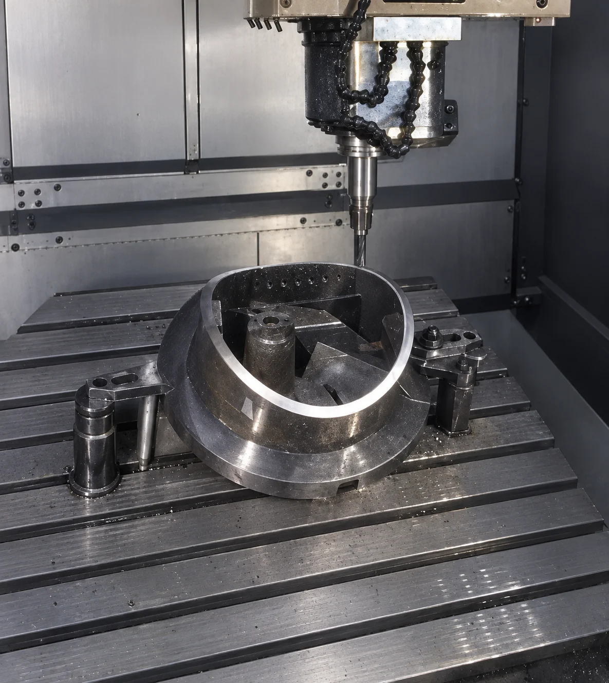 Complex component during CNC machining